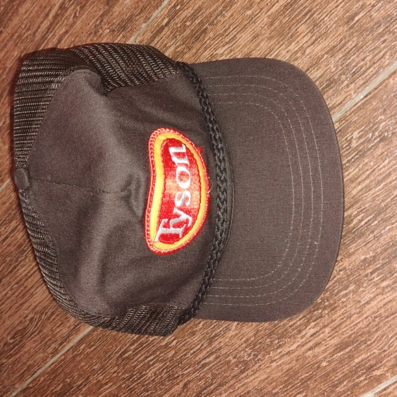 Vintage 90s Tyson Brown Rope Strapback Trucker Hat Baseball Cap Mesh Made In USA - Picture 1 of 11